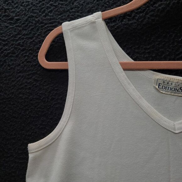 Basic Editions Womens Tank Top White Size Large Cotton/Polyester Blend Pullover - Picture 8 of 12